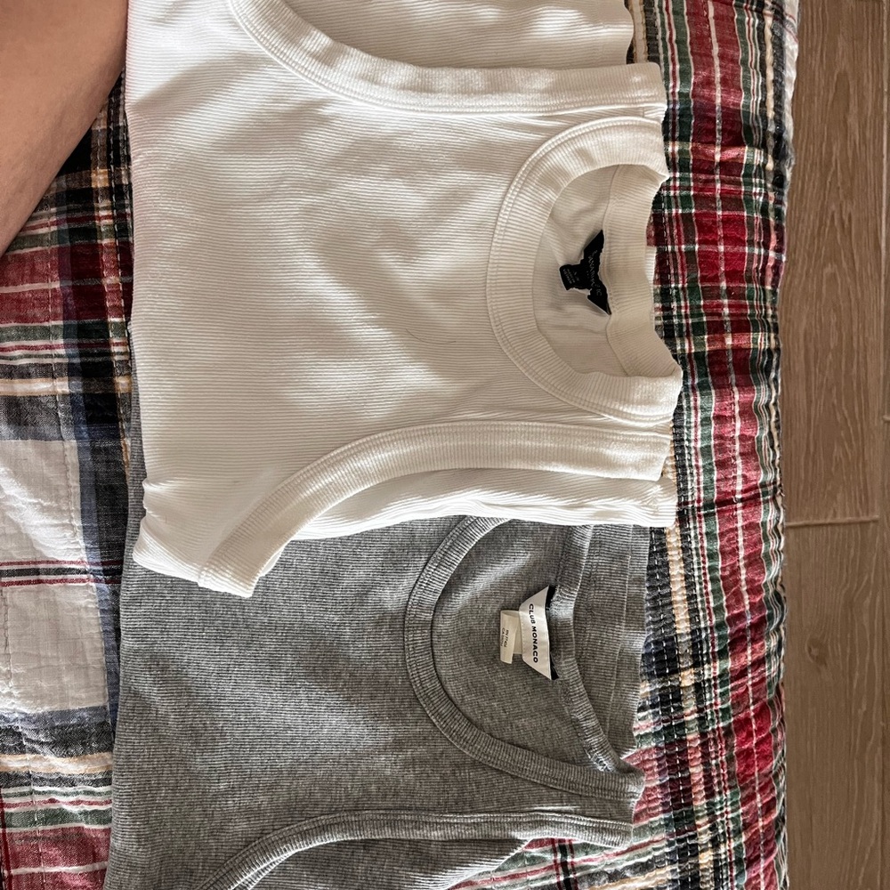Banana Republic White and Gray Tank Tops